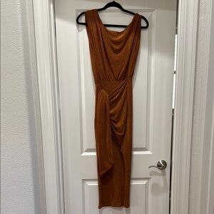 Petal & Pup One Shoulder Copper Dress
